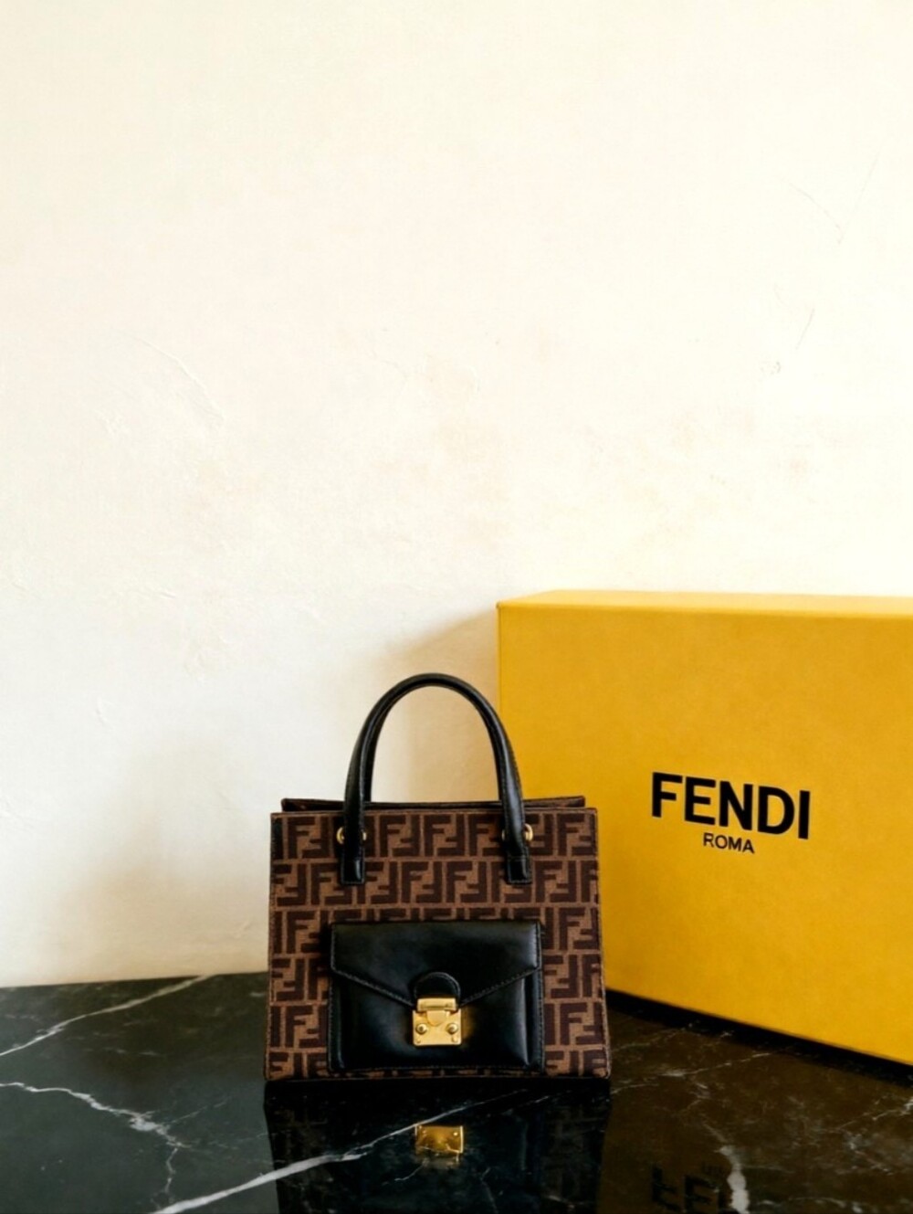 Fendi Vintage Zucca Flip Lock Tote